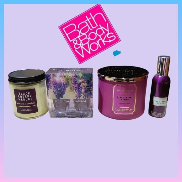 BLACK CHERRY MERLOT AIR FRESHENER BUNDLE CANDLES, SPRAY, WALLFLOWERS BATH & BODY - Picture 1 of 1